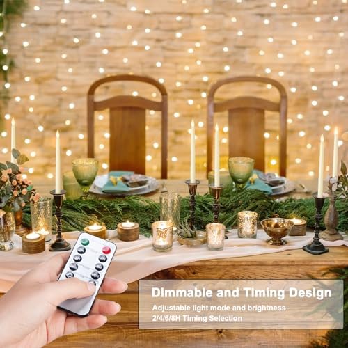 120 Pcs Flameless Taper Candles with Timer and Remote Control