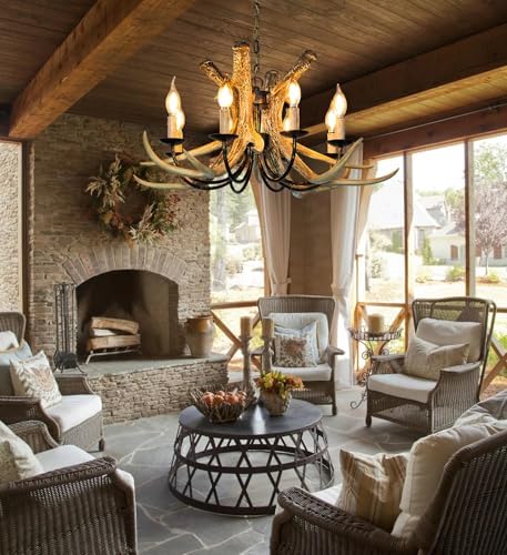 Debemenes Rustic Antler Chandelier 8 Lights 29 Inch