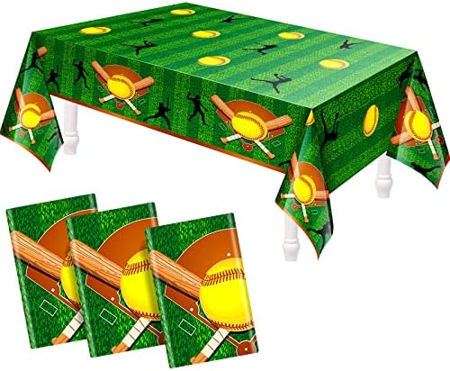 Patelai Softball Tablecloths 86 x 51 Inch 3 Pack
