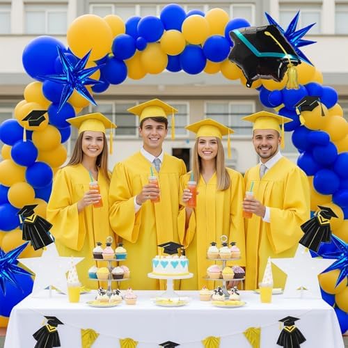 Kozeek Royal Blue Yellow Balloon Garland Arch Kit 150pcs