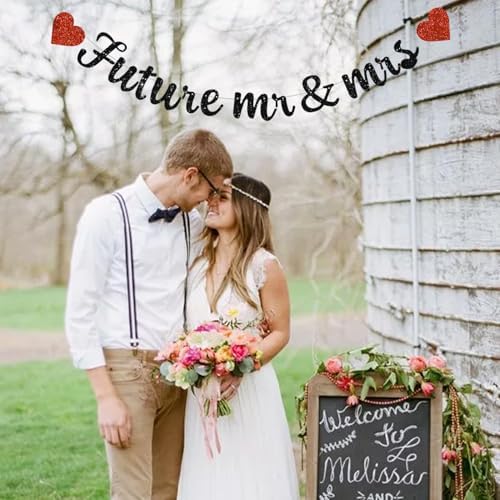 Glitter Black Future Mr Mrs Pre-Strung Banner