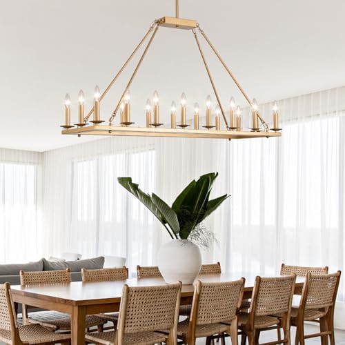 Modern Farmhouse Gold Rectangle Chandelier