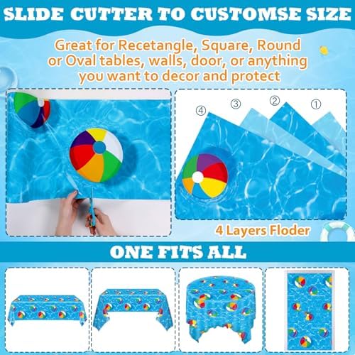 gisgfim 100ft x 51in Summer Beach Ball Tablecloth Roll