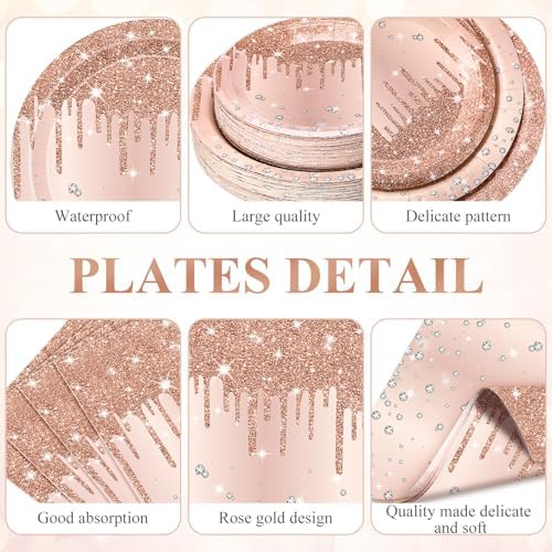 452 Pcs Rose Gold Party Supplies for Birthday Decorations