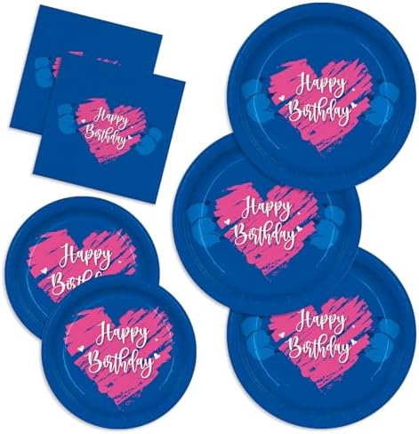 144pcs Blue Cartoon Birthday Plates Napkins Set