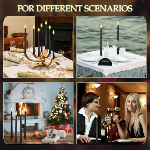 48 Pack LED Flameless Taper Candles Black