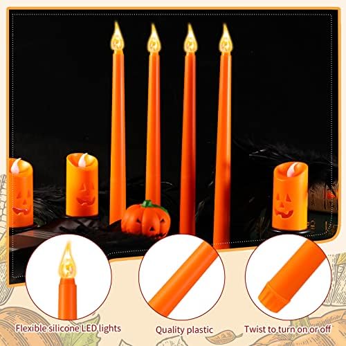 Honoson 4 Piece Halloween LED Taper Candle Set