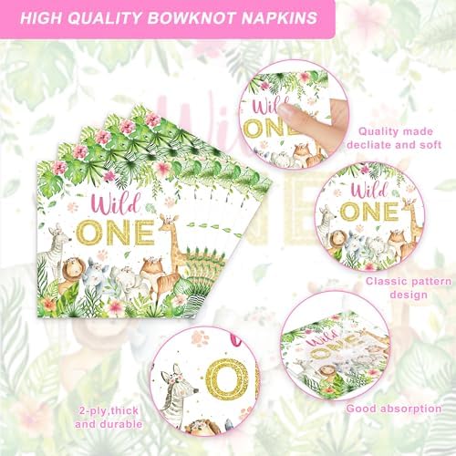 120PCS Wild One Party Tableware for Girls 1st Birthday
