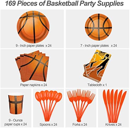 Durony 169 Piece Basketball Themed Party Pack