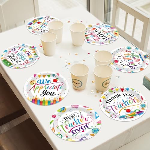 60Pcs Thank You Teacher Paper Plates for Party Supplies