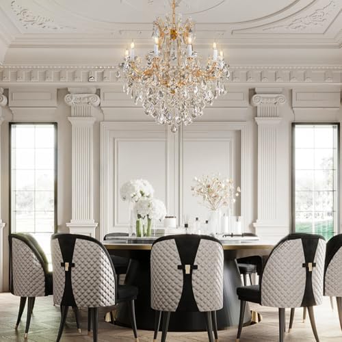 Modern Crystal Chandelier with 10 Lights - Gold Finish