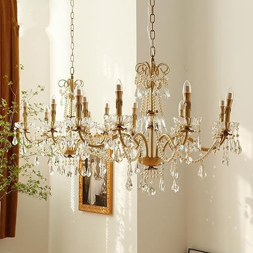 MORE CHANGE Luxury Gold Crystal Chandelier 8 Light