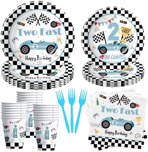 Race Car Party Tableware Set for 2nd Birthday