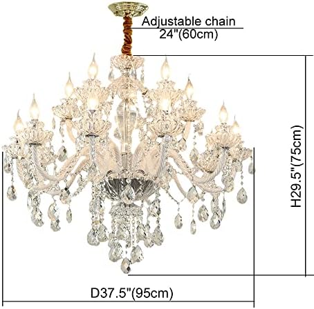 Durahonn 15 Light Crystal Chandelier with Clear Glass Dome