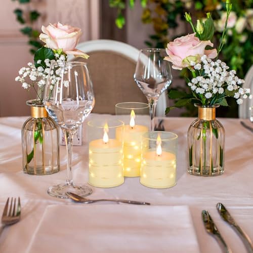 ZenLuGo Flameless Candles with Remote and Star String Lights