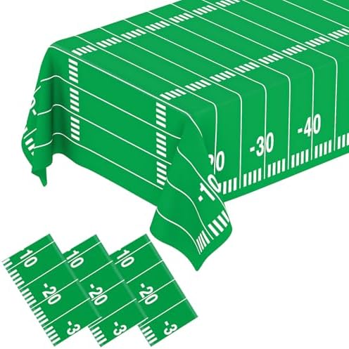 QISOLIY Football Field Tablecloths 3 Pack - Disposable Plastic 54x108 Inch Party Covers