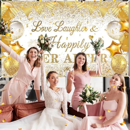 White Gold Bridal Shower Decorations Banner Backdrop