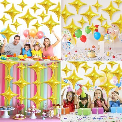 Gold Star Balloons 12Pcs Foil Decorations for Parties