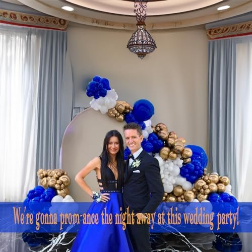 Royal Blue and White Gold Balloon Arch Kit 142Pcs