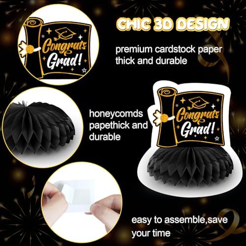 Graduation Honeycomb Decorations 9pcs Set