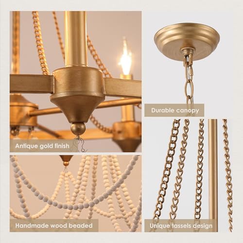 Boho Beaded Chandelier with 6 Lights W256