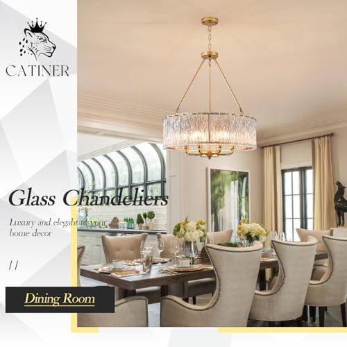 Gold Drum Chandelier 244 8-Light Crystal Ceiling Light