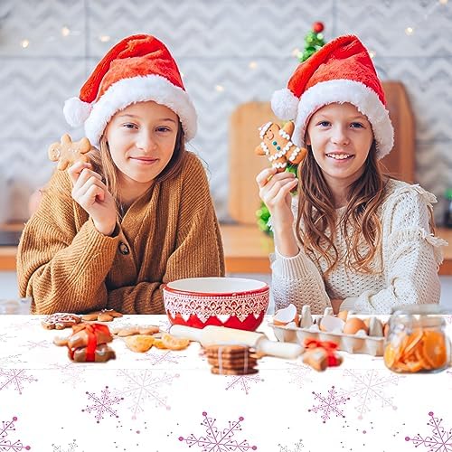 2 Pcs Pink Snowflake Plastic Tablecloth - Winter Wonderland Party Cover