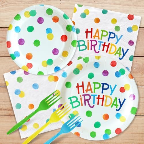 Zylarithon Happy Birthday Paper Plates Napkins Set