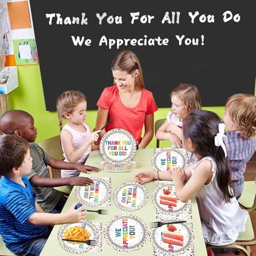 96Pcs Thank You Party Plates Napkins Decor Set