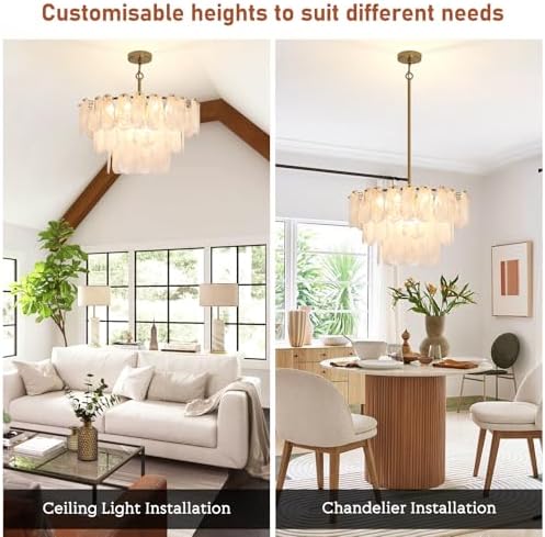 Modern Gold Glass Chandelier 236 Inch Luxury Pendant Light