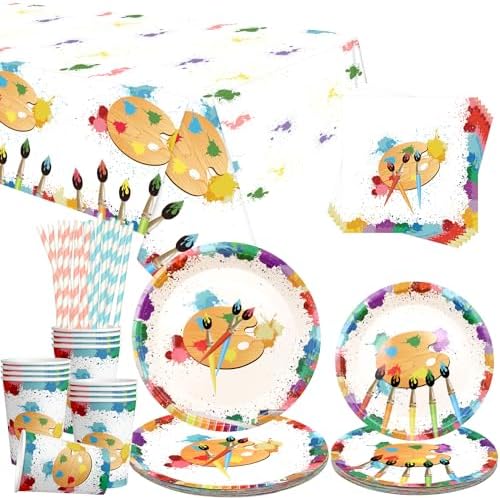 LSJDEER Paint Party Tableware Set for 20 Guests