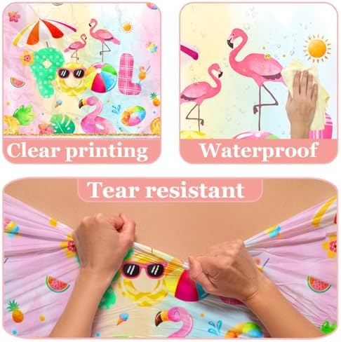 3pcs Pool Tablecloths with Flamingo Design for Summer Parties