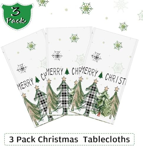 3 Pcs Christmas Tree Plastic Tablecloths 54x108 In