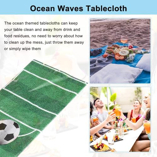 MECCANIXITY Soccer Tablecloth Set 2pcs 51x87 Inch Black White Green