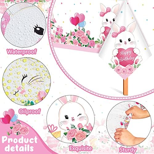 Jecery 3 Pack Bunny Party Tablecloths