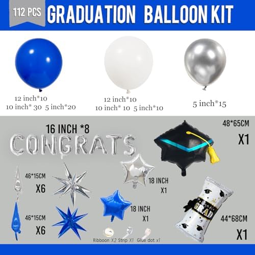 Pearl Royal Blue and White Silver Balloon Garland Arch Kit