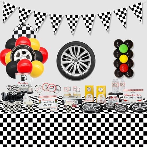 Race Car Birthday Party Tableware Set for 20 Guests