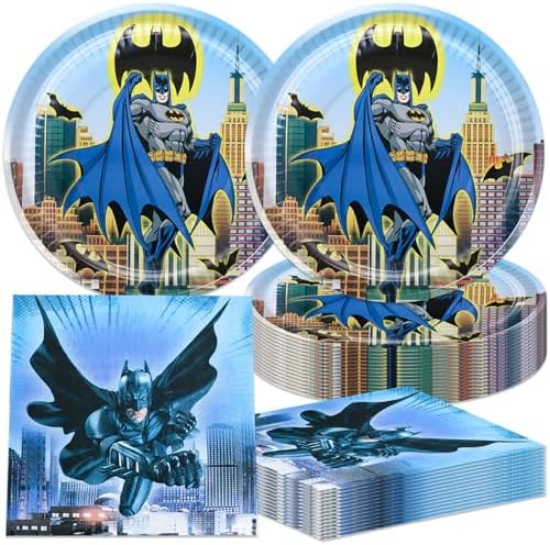 40pcs Batman Birthday Party Decorations with Napkins and Plates
