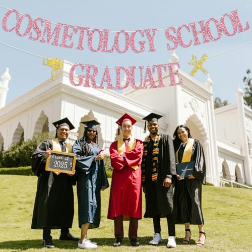Cosmetology School Graduate Banner with Pink Glitter