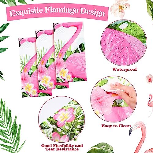 Preboun 6 Pcs Flamingo Tablecloths 54x108 Disposable Pink Party Decor