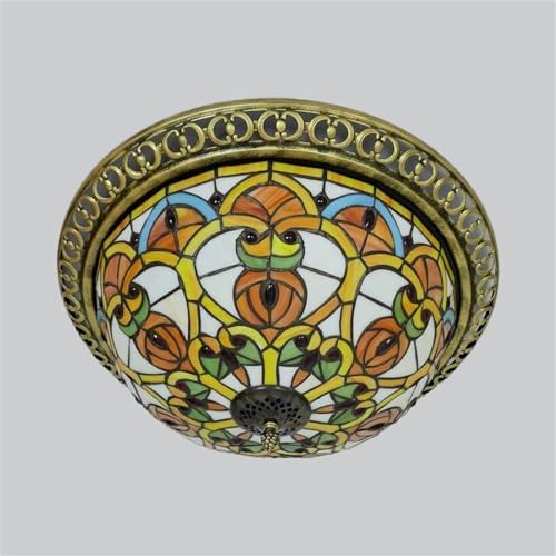 Victorian Stained Glass Ceiling Light Multi-Light Dome Fixture