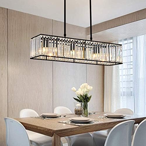 Siljoy Modern Rectangular Crystal Chandelier 5 Lights