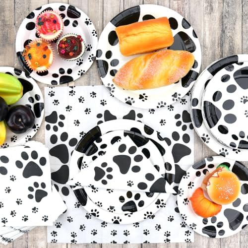 Puppy Paw Party Tableware Set - 120 Pieces for Dog Cat Themed Celebrations