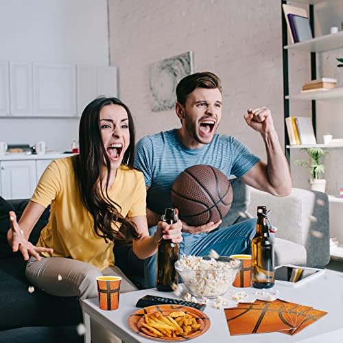 Durony 96 Piece Basketball Party Tableware Set for 24 Guests