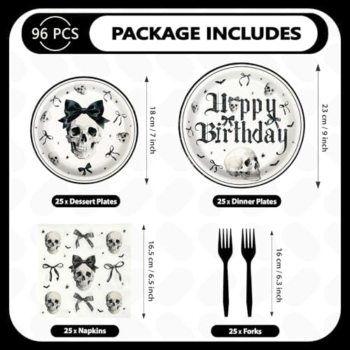 Grencian 96Pcs Happy Birthday Halloween Party Plate Set