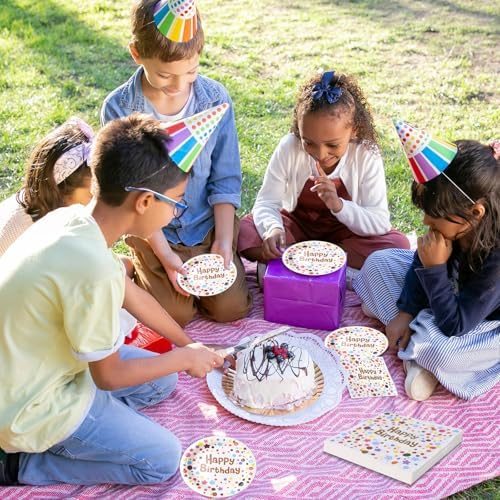 120 Pcs Happy Birthday Paper Plates and Napkins Set
