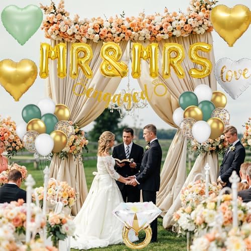 Sage Green and Gold Engagement Party Decor Set