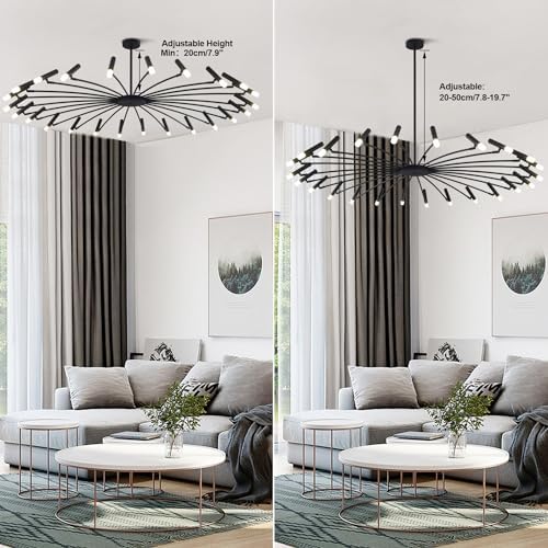 Extra Large Black Sputnik Chandelier for High Ceilings