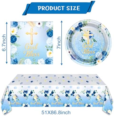 Blue God Bless Tableware Set for 20 Guests