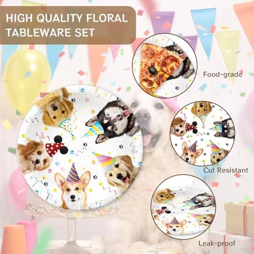 Egami 40pcs Pet Dog Birthday Party Supplies Plates Napkins